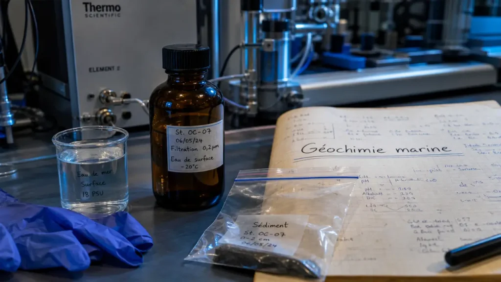 catherine jeandel en géochimie marine : analyse d’eau océanographique au laboratoire