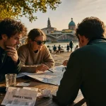 Que faire a toulouse le dimanche : amis sur une terrasse près de la Garonne, Basilique Saint-Sernin