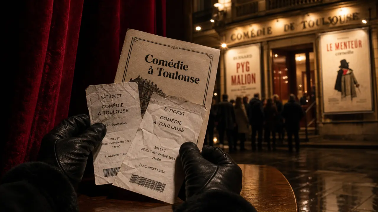 Billets comedie toulouse et programme sur table, théâtre à Toulouse