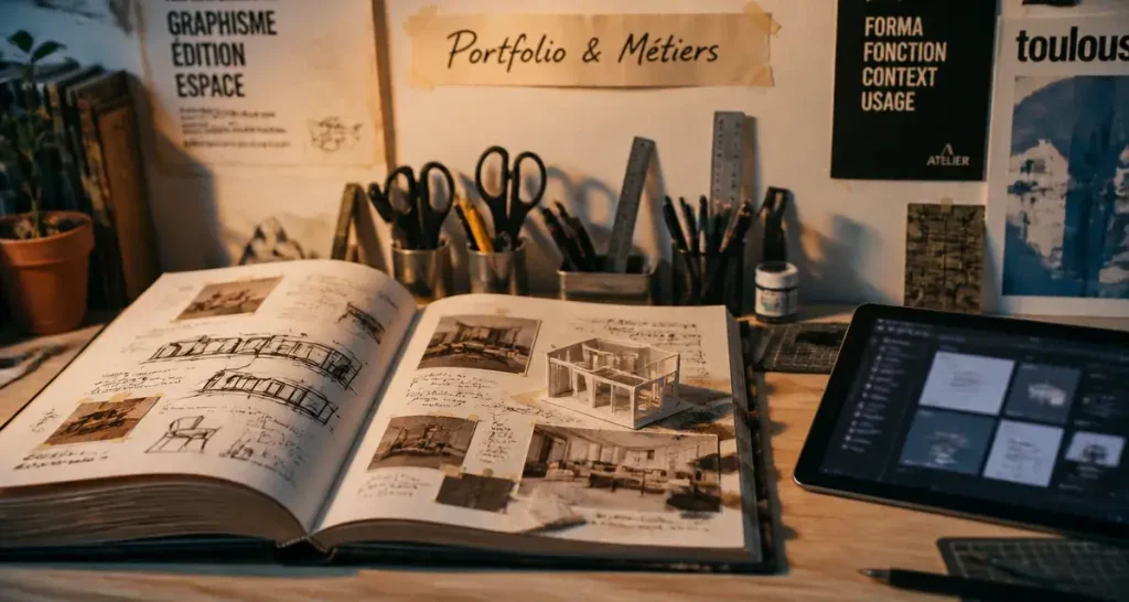 Ecole design Toulouse : atelier portfolio, maquettes et croquis