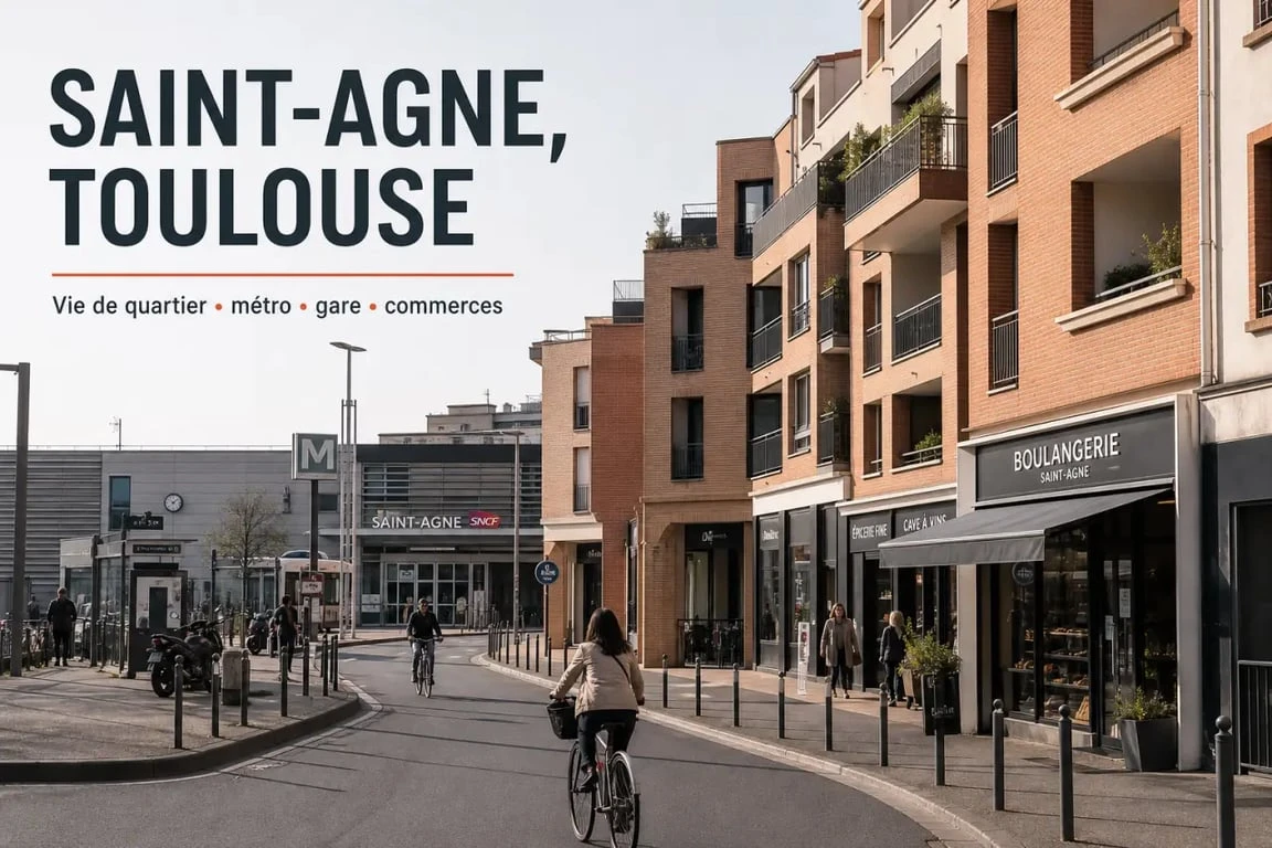 Saint Agne Toulouse : vue de quartier résidentiel avec métro et gare