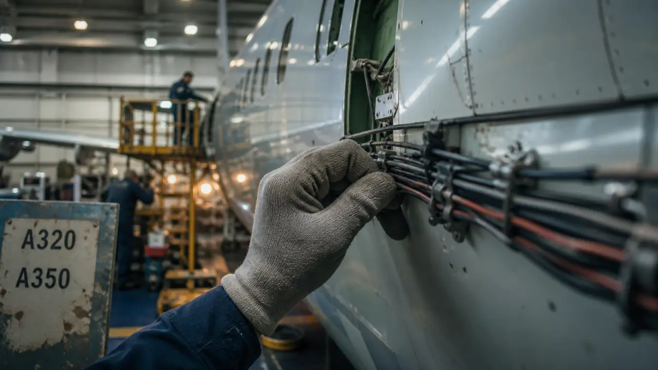 Toulouse aéronautique : techniciens dans les hangars Airbus à Blagnac
