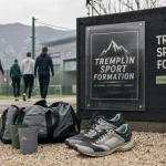 Tremplin sport formation à Voiron : entrée du campus sportif, groupe en marche