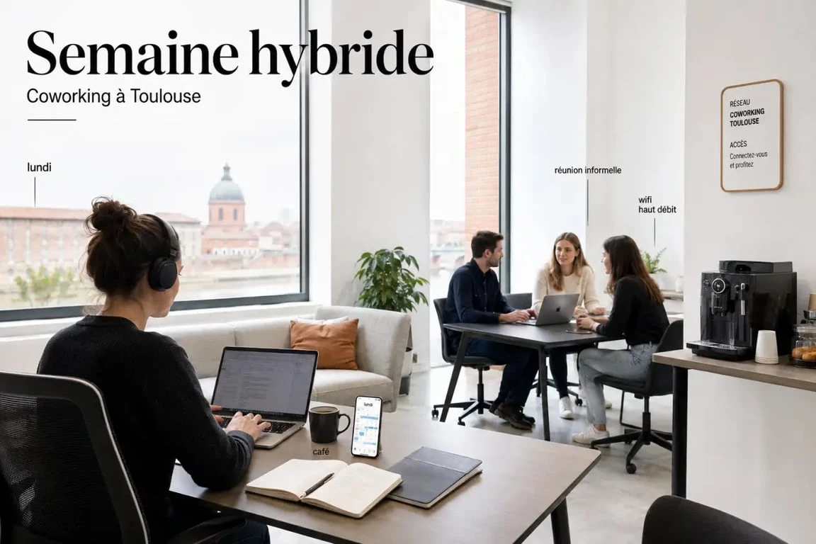 Ambiance de coworking toulouse dans un espace de travail collaboratif à Toulouse