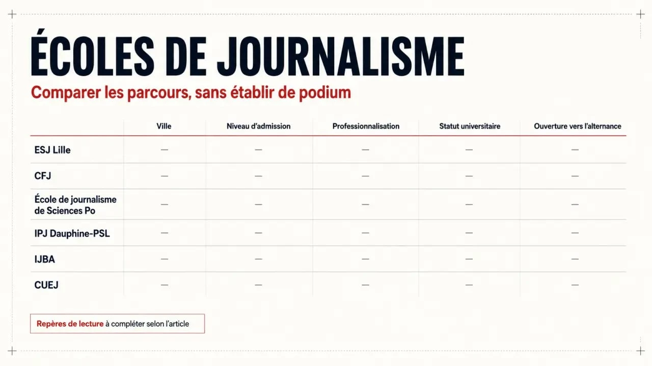Classement des écoles de journalisme : comparaison des établissements français cités dans l’article
