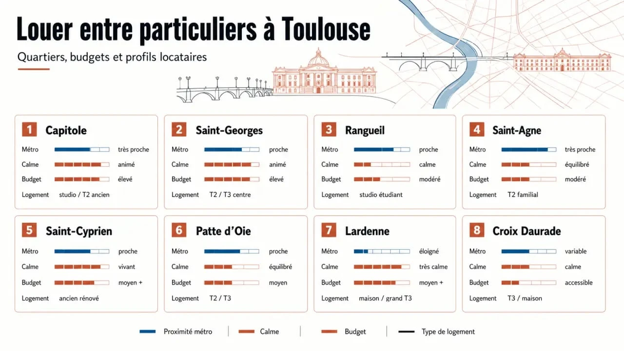 Particulier location Toulouse : quartiers à comparer selon le profil locataire