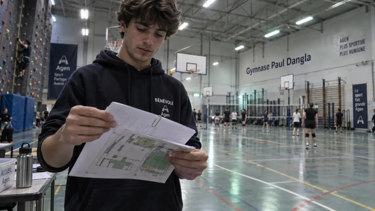 Gymnase Paul Dangla à Agen : terrains basket/volley et équipements
