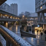 Photo Toulouse Mirail : rue-centre, dalles et station de métro