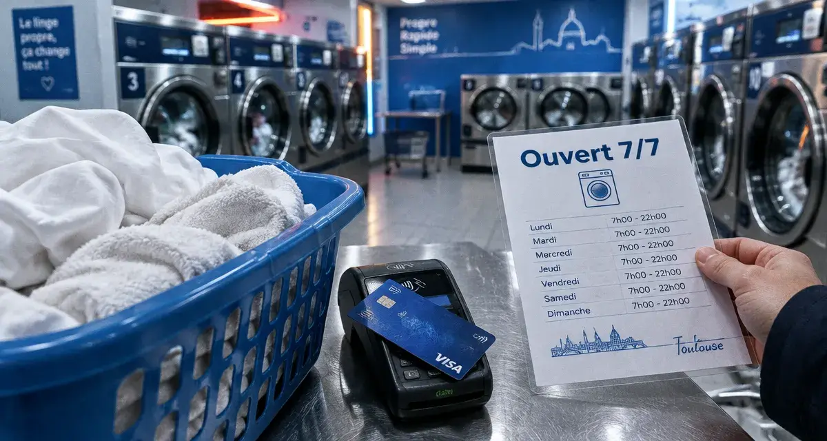 Laverie automatique toulouse : linge et paiement sans contact, ouvert 7/7